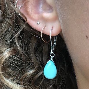 Teal dangle earrings